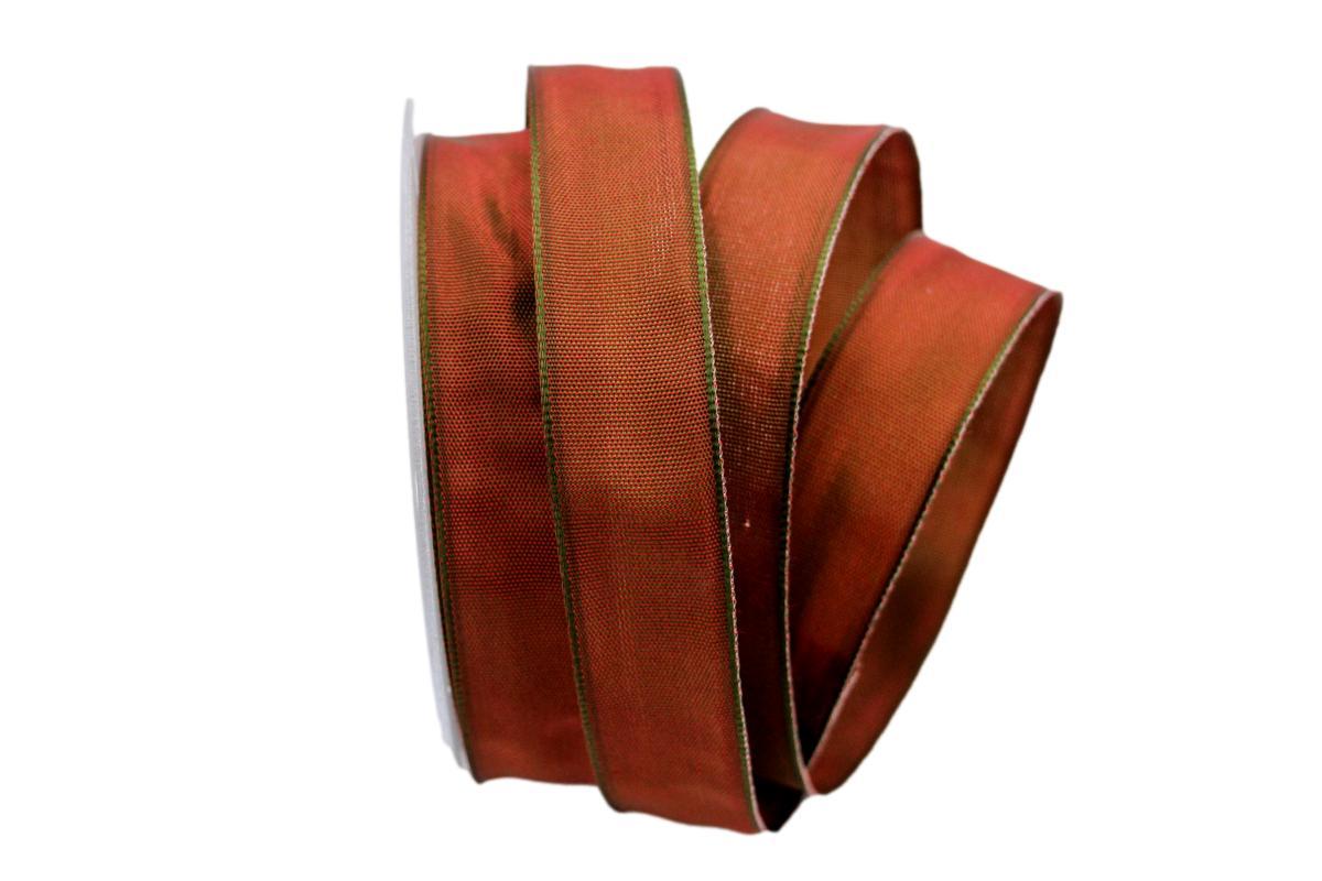 Uniband SONDERFARBE rot / grün 25mm mit Drahtkante
