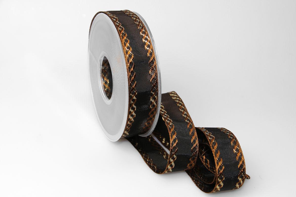 Weihnachtsban Gloria braun dunkel 25mm ohne Draht