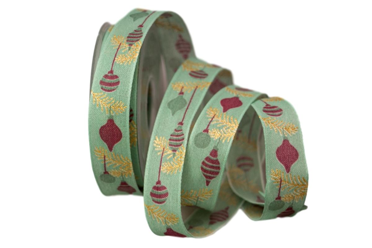 Weihnachtsband Baumschmuck türkis 25mm mit Draht