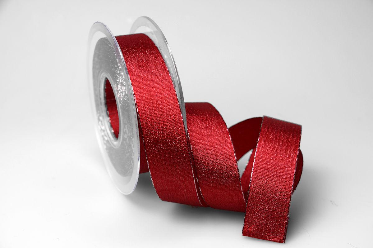 Weihnachtsband Brokatband rot 25mm ohne Draht