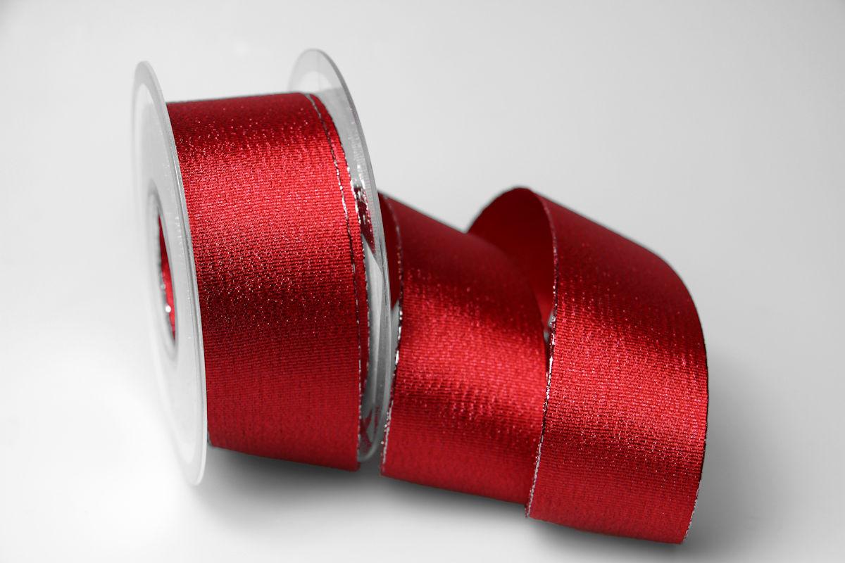 Weihnachtsband Brokatband rot 40mm ohne Draht
