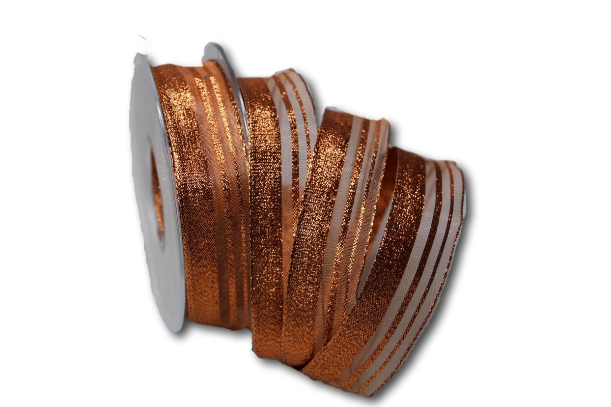 Weihnachtsband Bronzelines 25mm mit Draht