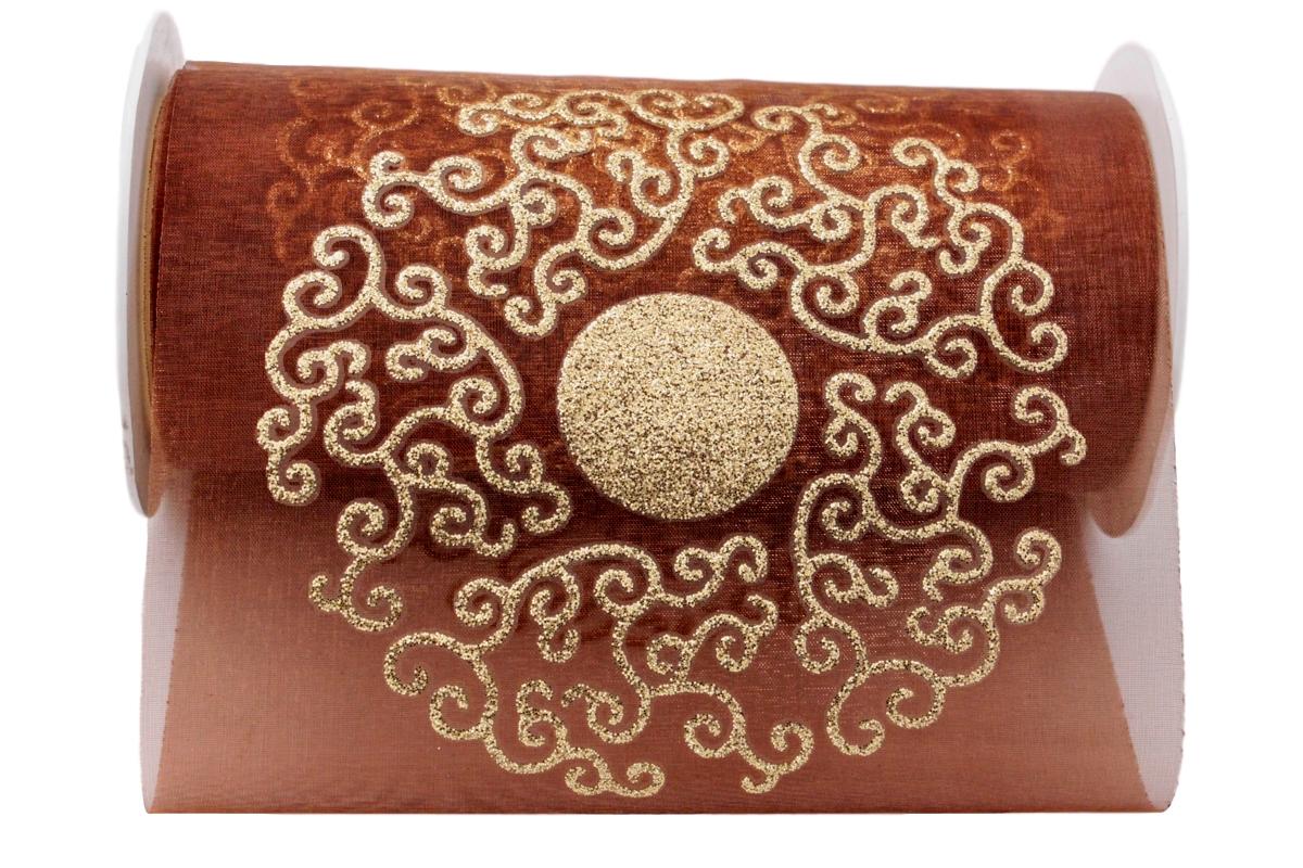 Weihnachtsband Christmas-Ornaments Braun ohne Draht 150mm