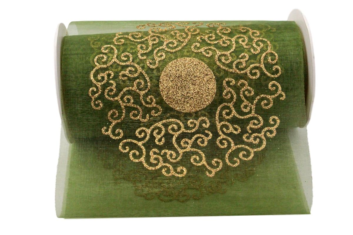 Weihnachtsband Christmas-Ornaments Olive ohne Draht 150mm