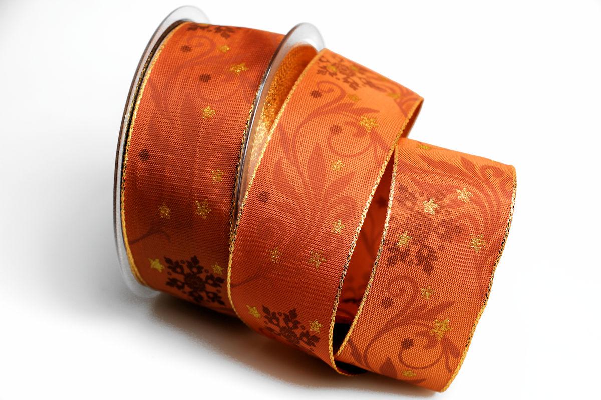 Weihnachtsband Diamant braun mit Draht 40 mm