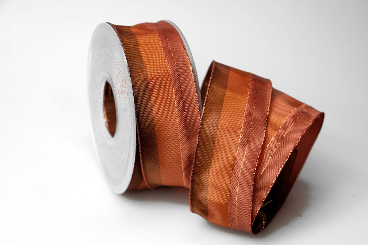Dekoband Parma braun 40mm mit Draht