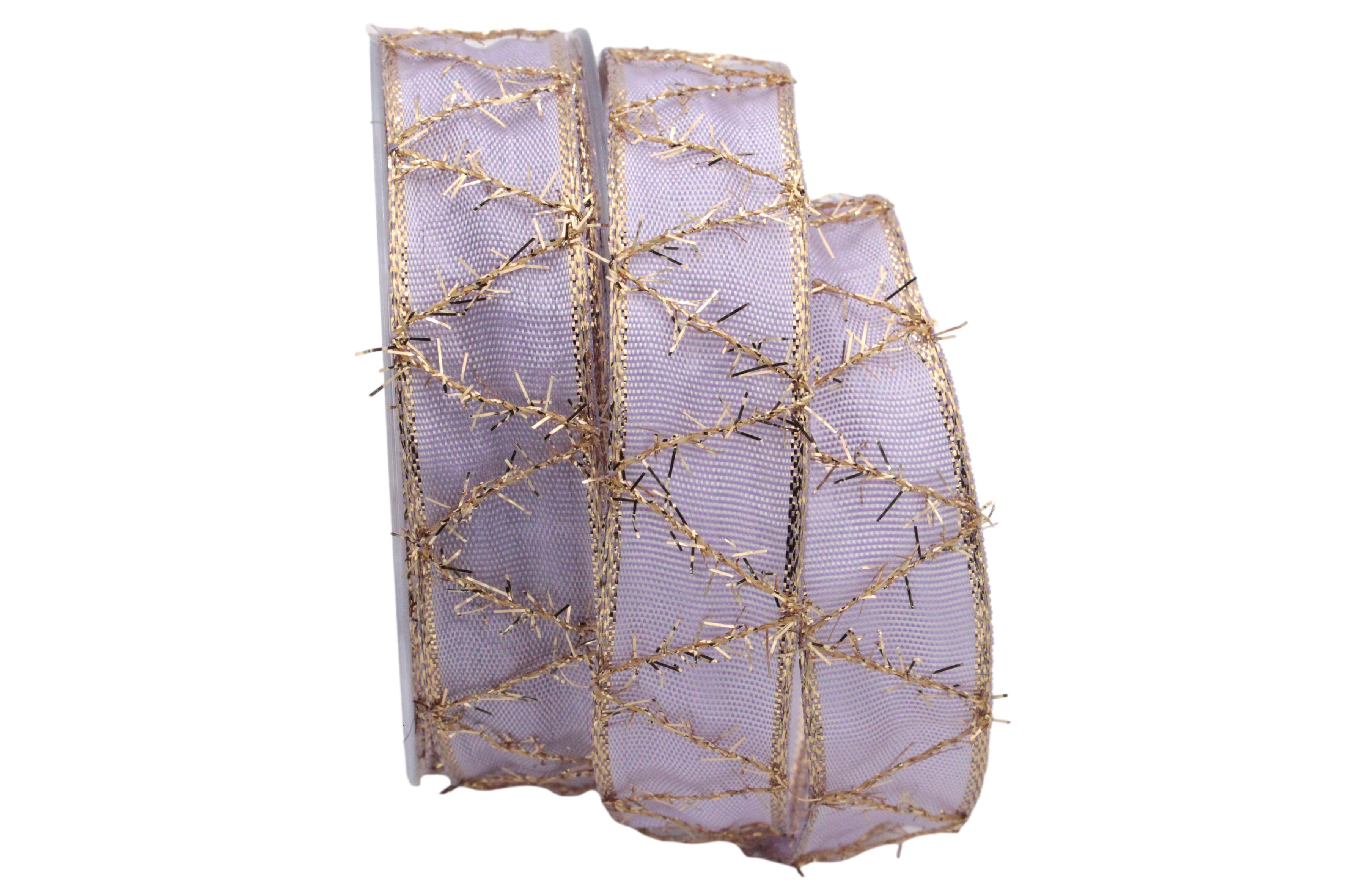 Weihnachtsband Firenze Flieder/Gold mit Draht 25mm