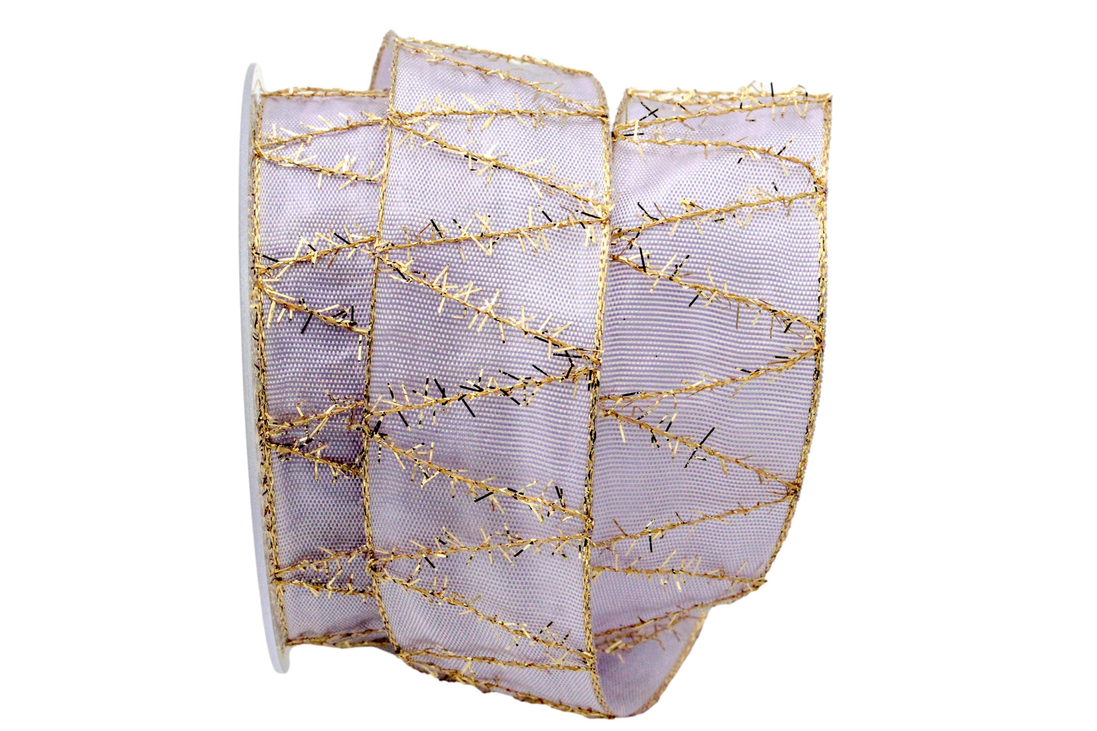 Weihnachtsband Firenze Flieder/Gold mit Draht 40mm