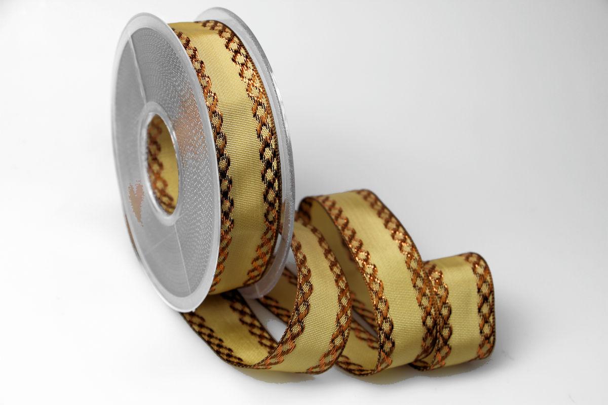 Weihnachtsband Gloria braun 25mm mit Draht