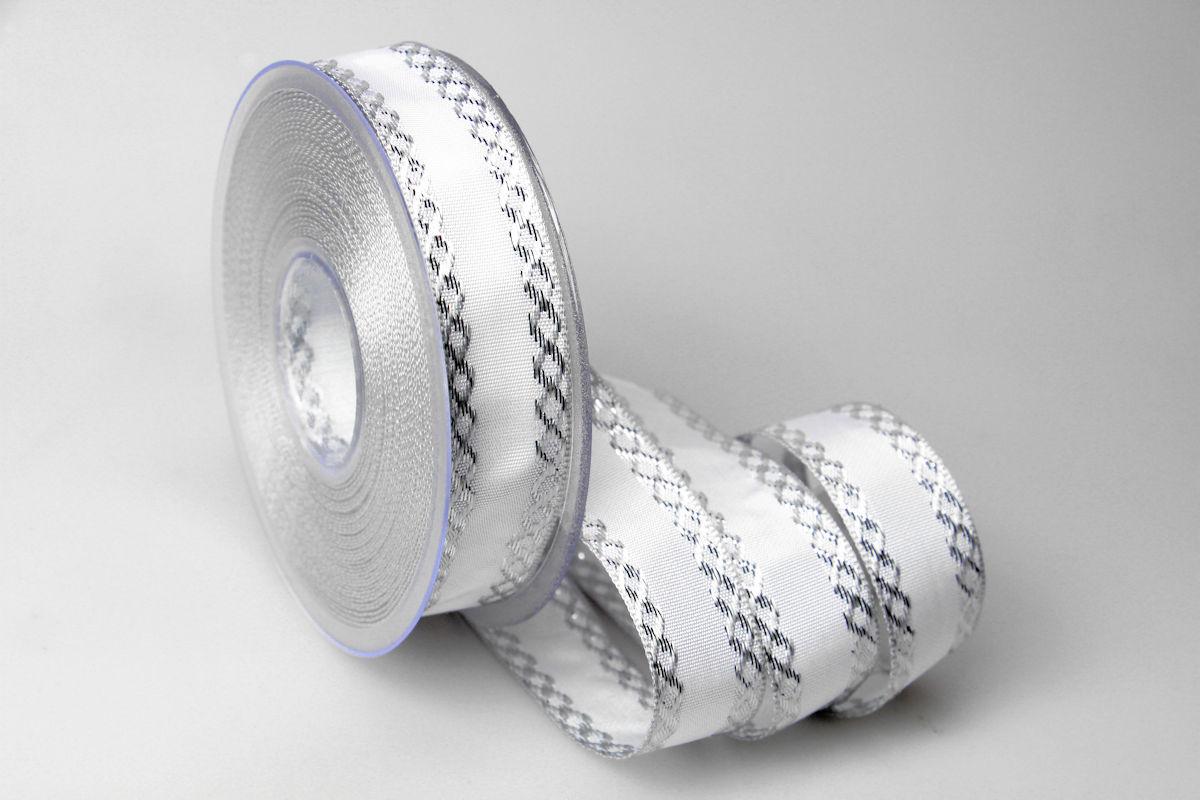 Weihnachtsband Gloria weiß 25mm ohne Draht