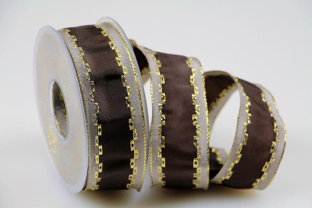 Weihnachtsband Jam braun mit Draht 40 mm