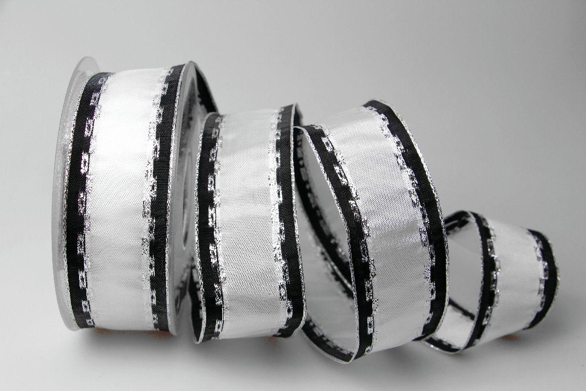 Weihnachtsband Jam weiß 40mm mit Draht