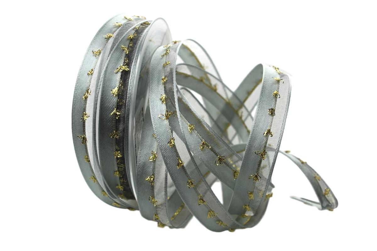 Weihnachtsband Katrineholm grau mit Nylonkante 15mm