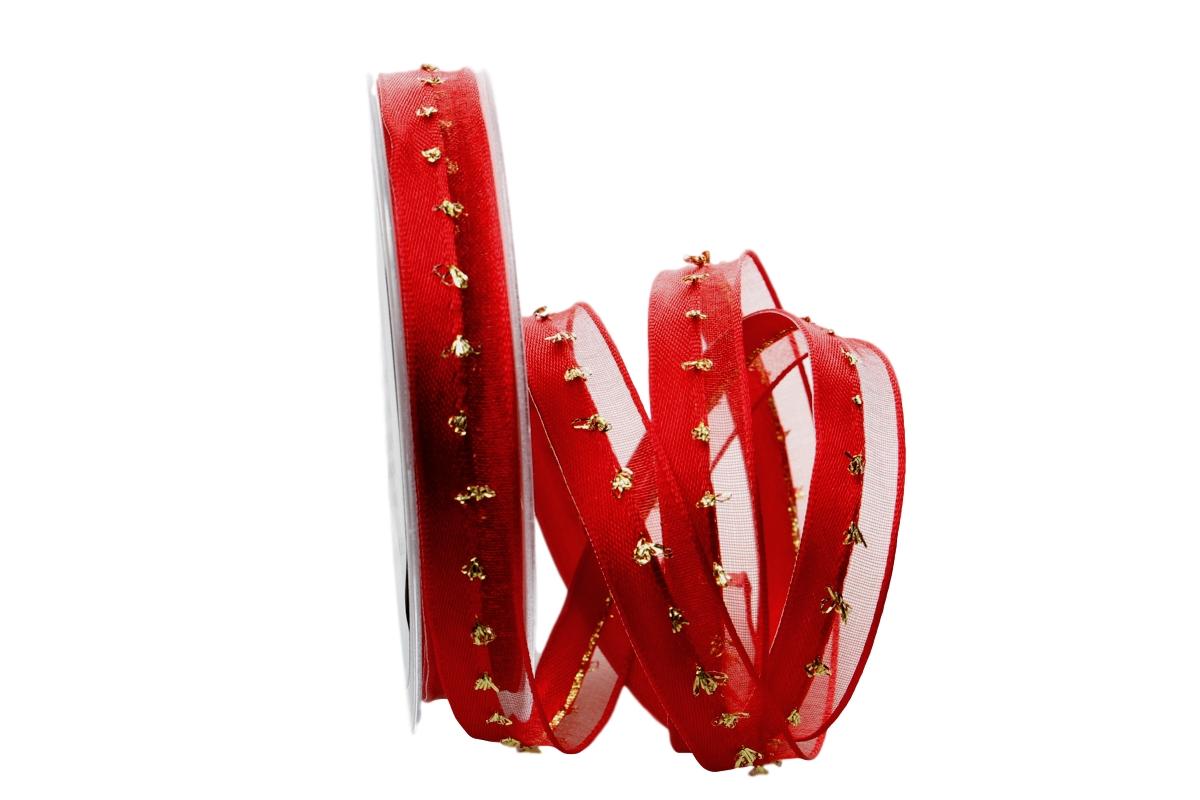 Weihnachtsband Katrineholm rot mit Nylonkante 15mm