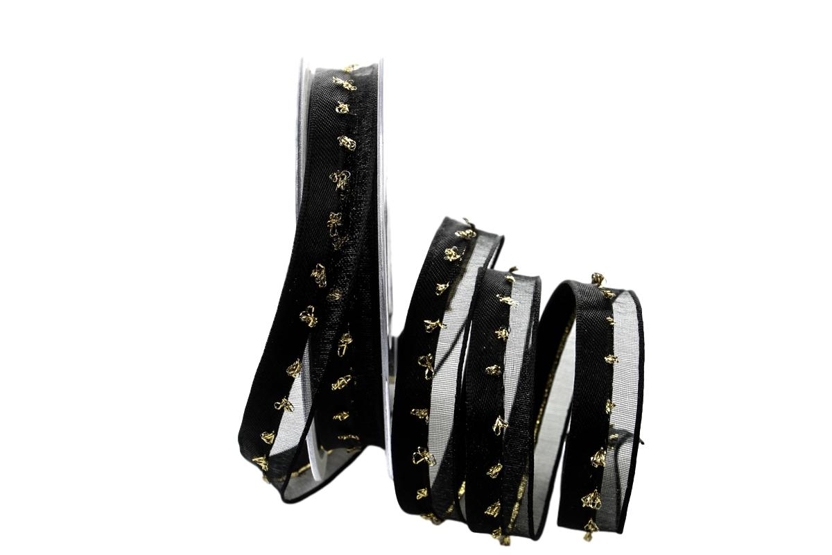 Weihnachtsband Katrineholm schwarz mit Nylonkante 15mm