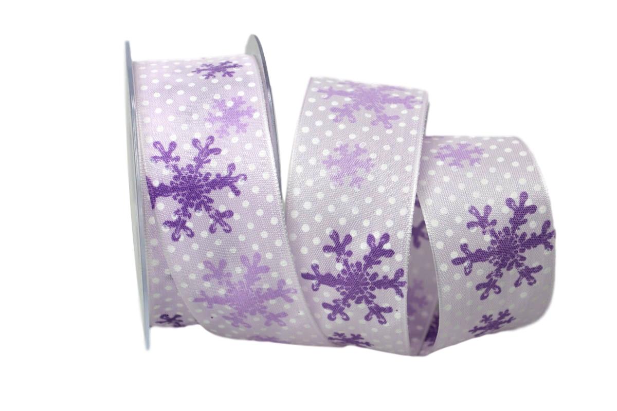 Weihnachtsband Kristall flieder mit Draht 40mm