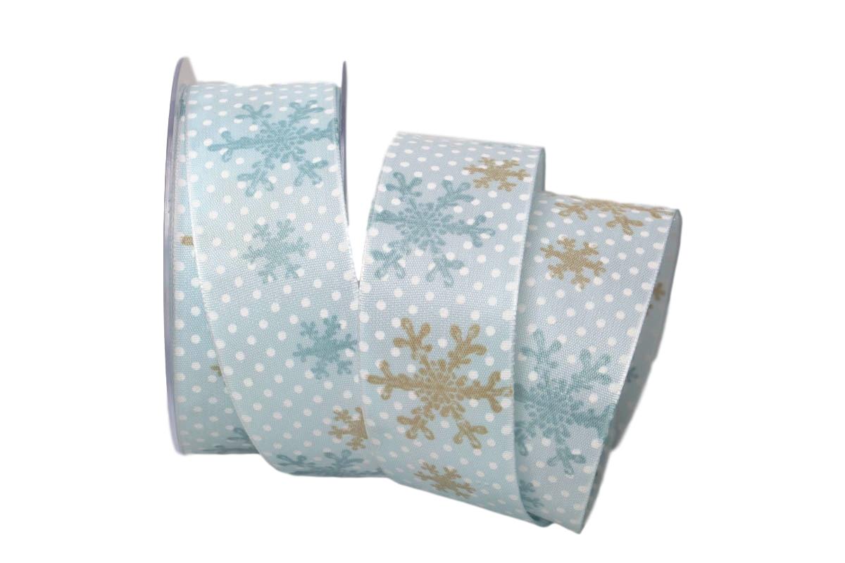 Weihnachtsband Kristall hellblau mit Draht 40mm