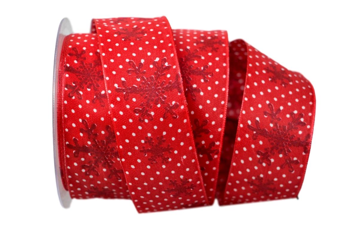 Weihnachtsband Kristall rot mit Draht 40mm