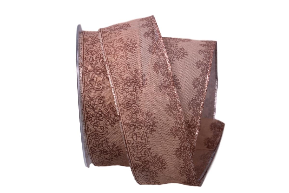 Weihnachtsband Leila braun 40mm mit Draht