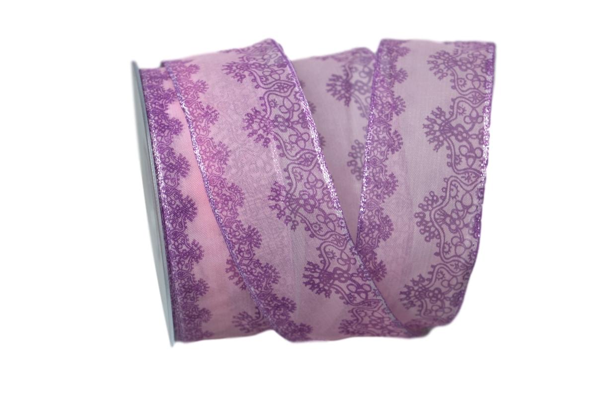 Weihnachtsband Leila lila 40mm mit Draht