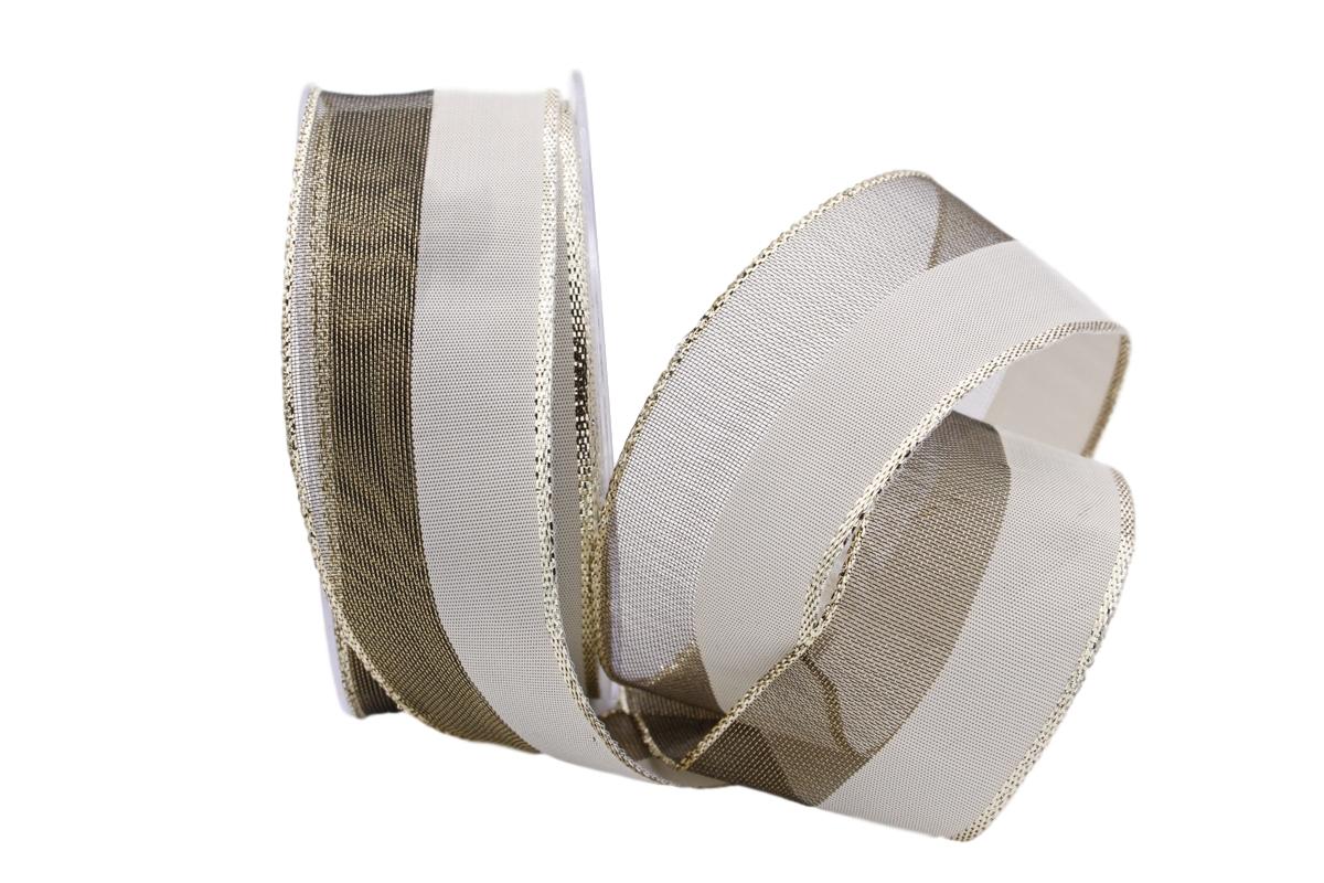 Weihnachtsband Marina olive mit Draht 40mm