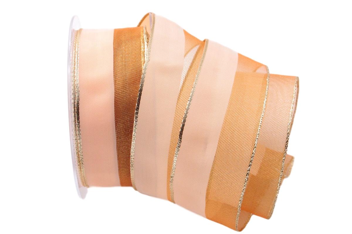 Weihnachtsband Marina aprikot mit Draht 40mm