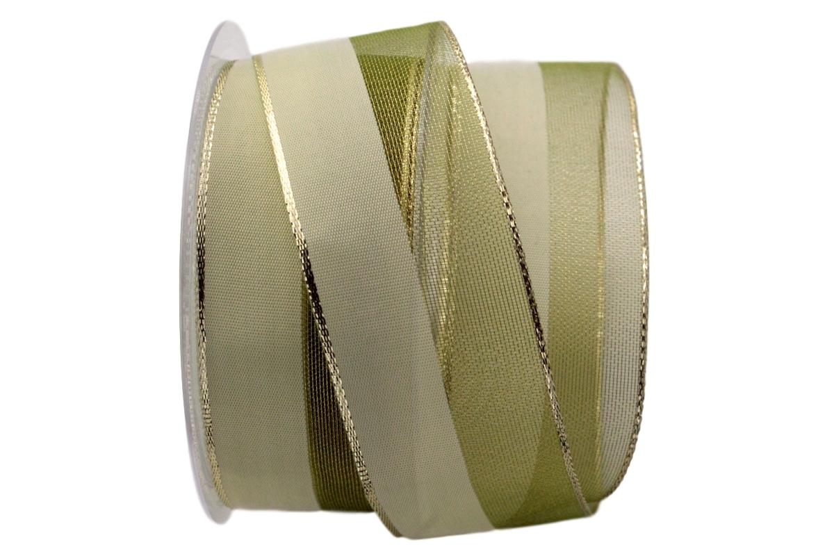 Weihnachtsband Marina olivegrün mit Draht 40mm