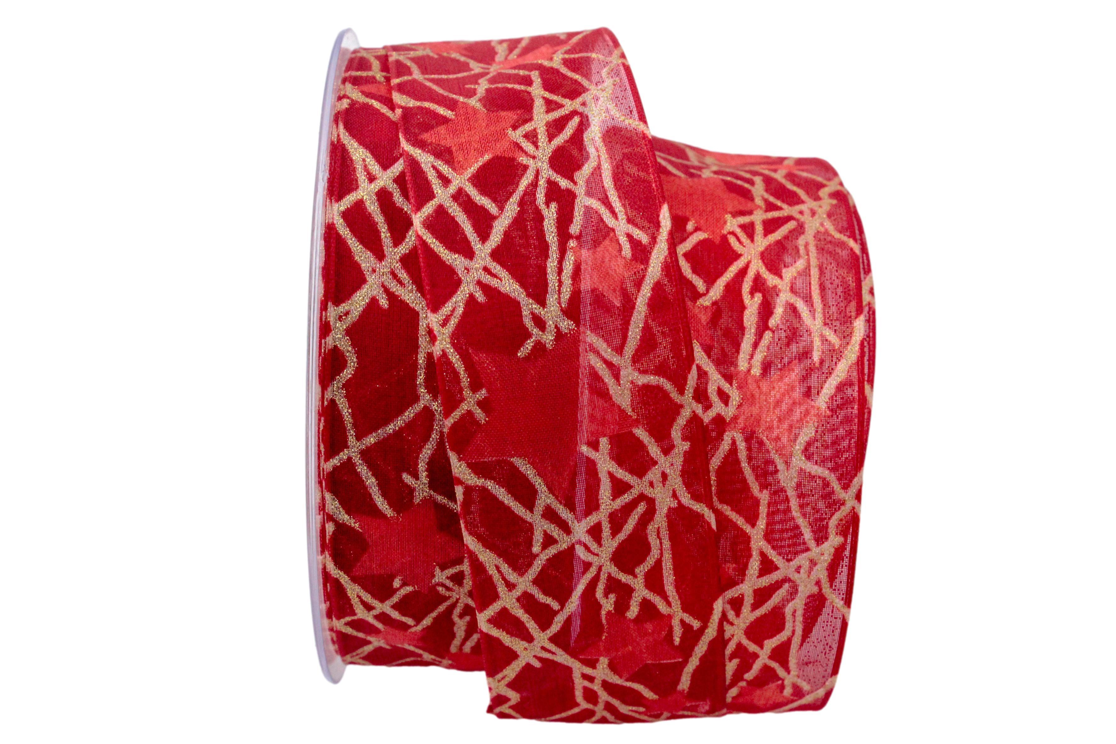 Weihnachtsband Milchstraße rot 40mm mit Nylonkante