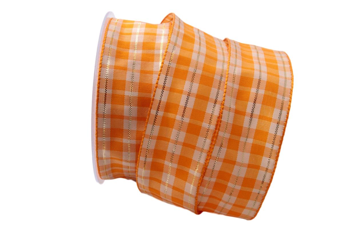 Weihnachtsband Rimini 40mm orange mit Draht