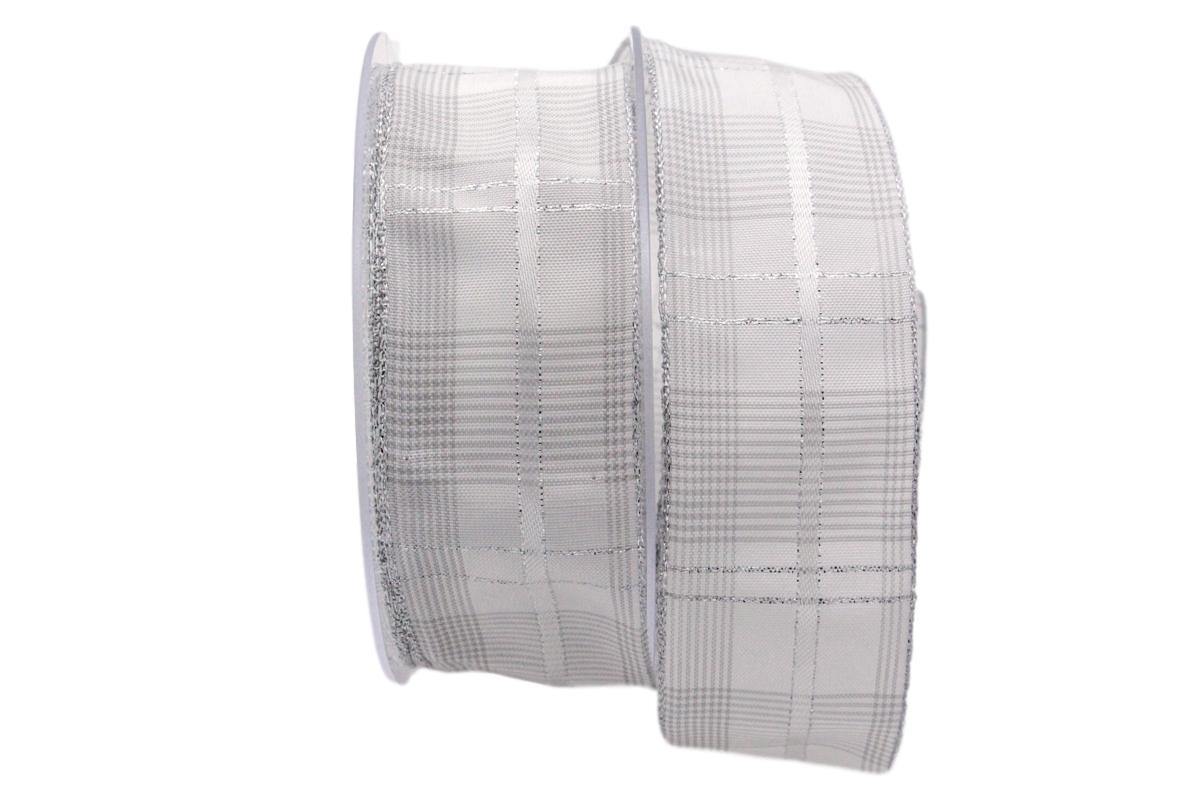 Weihnachtsband Schweden weiß mit Draht 40mm