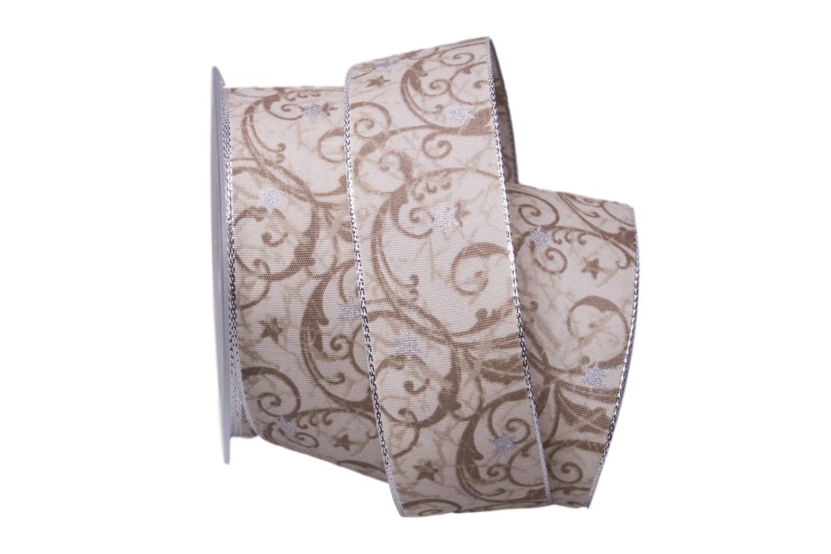 Weihnachtsband Sternenranke toffee 40mm mit Draht