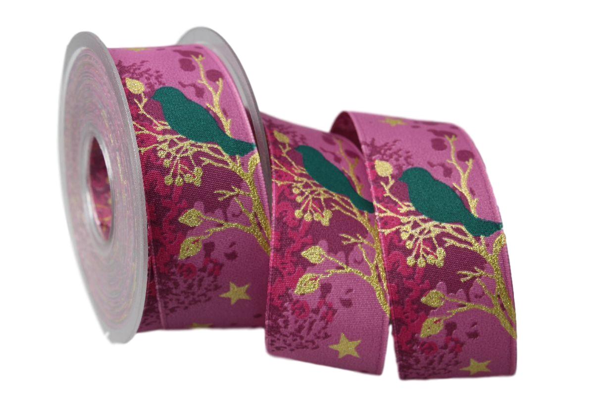 Weihnachtsband Taiga lila 40mm mit Draht