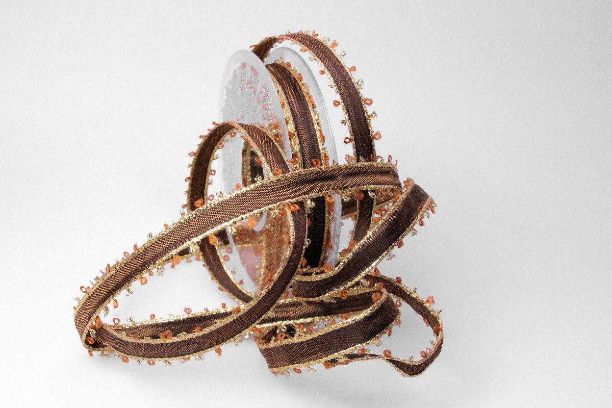 Weihnachtsband Tiber braun 15mm mit Draht