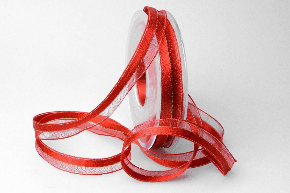 Weihnachtsband Toulon rot 15mm mit Draht