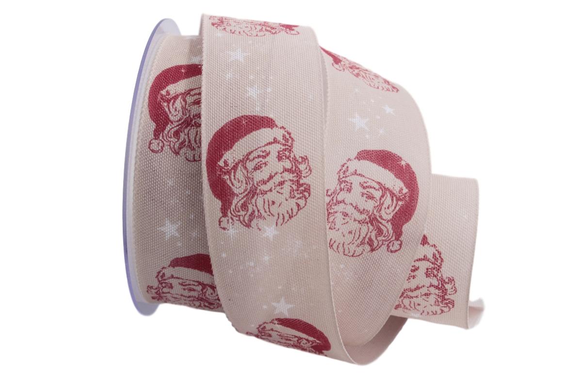 Weihnachtsband Weihnachtsmann rot 40mm mit Draht