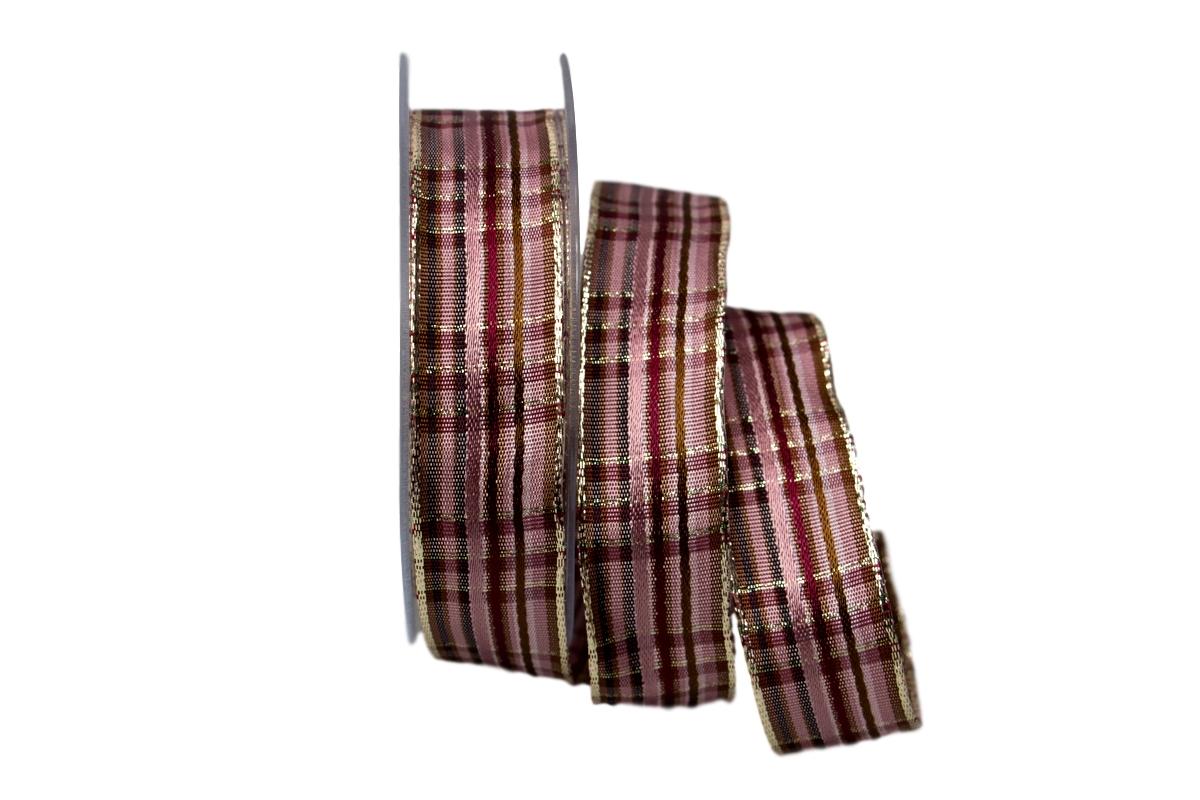 Weihnachtskaro altrosa craft 25mm mit Draht