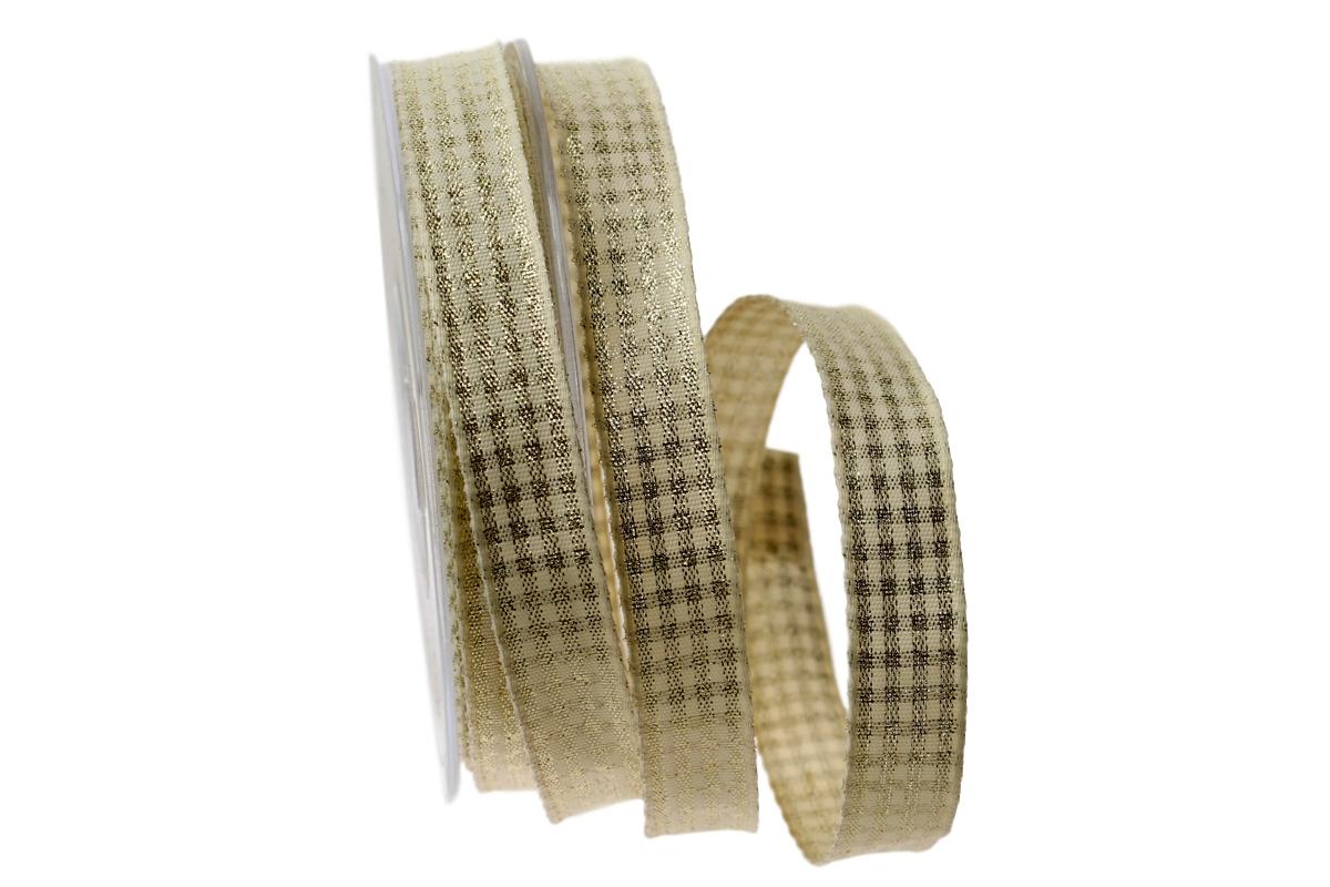 Weihnachtskaro Luxor creme mit Draht 15mm