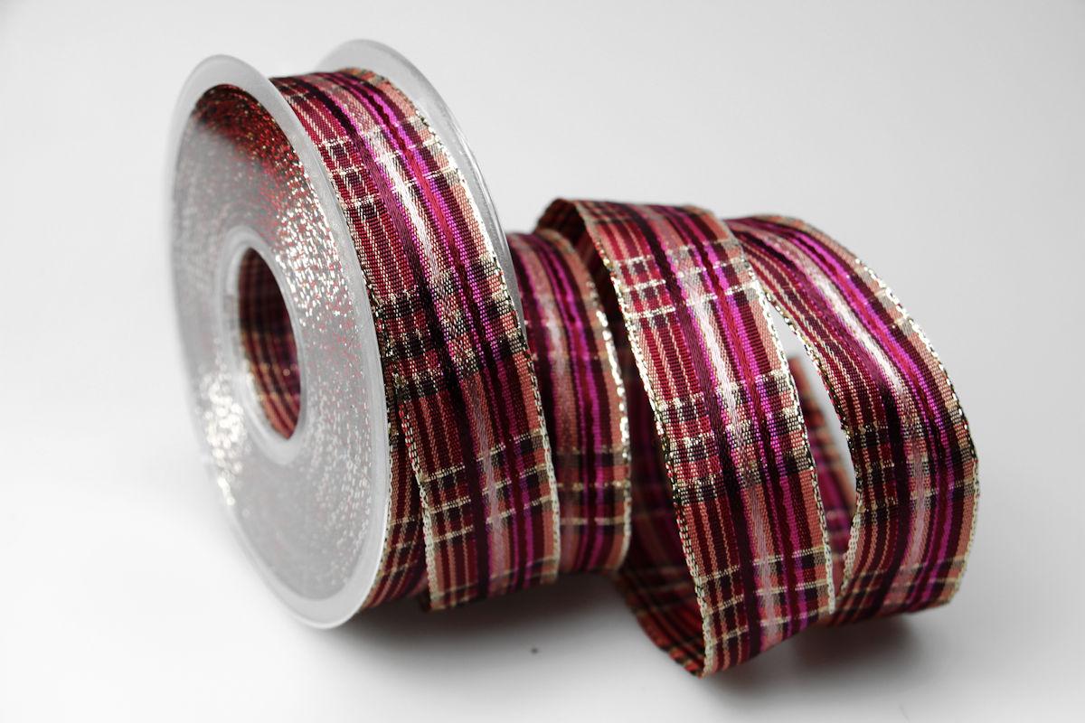 Weihnachtskaro pink craft 25mm mit Draht