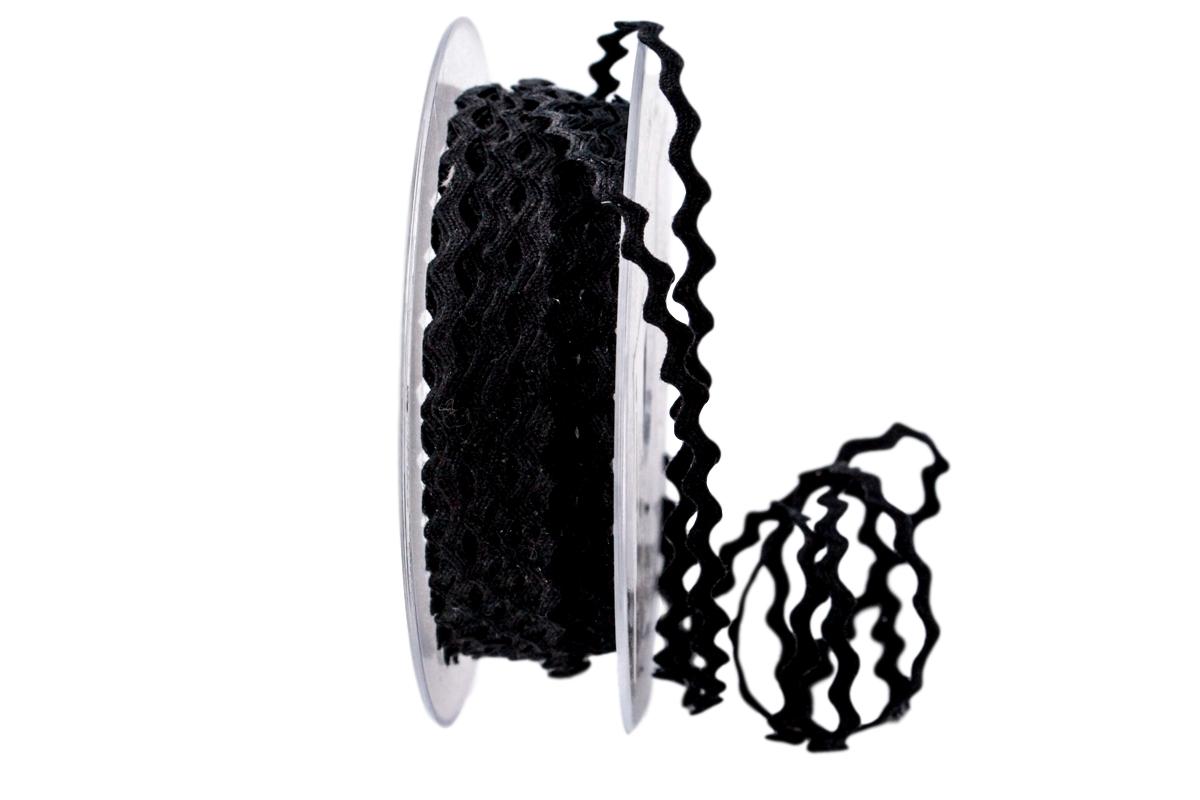 Zackenlitze Baumwolle 5mm schwarz ohne Draht